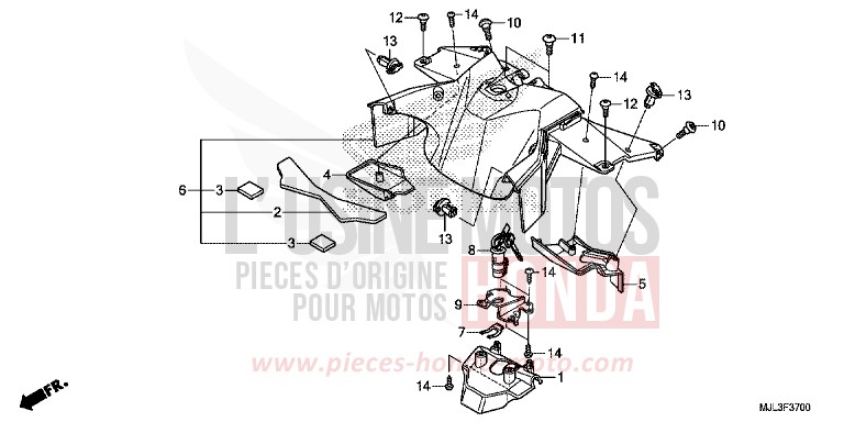 CACHE CENTRAL von NC750X "Meca" CANDY ARCADIAN RED (R305) von 2014